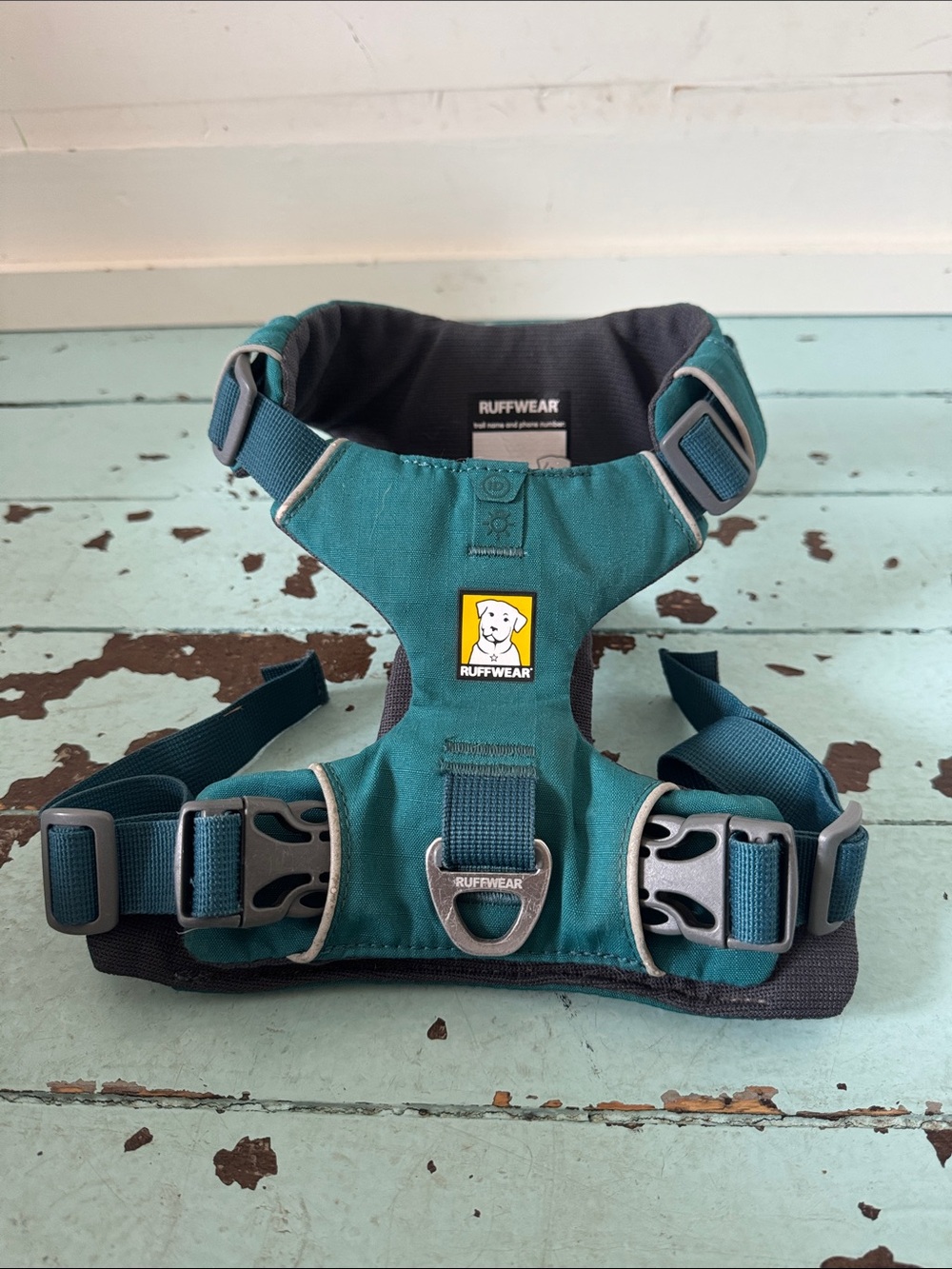 RuffWear Teal Dog Harness with Reflective Trim